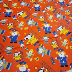 Cotton Fabric Rescue Dogs Police Firefighter 18"x44" Red Kids Sewing Crafts